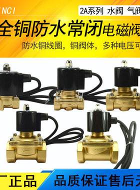 跳泉常闭电磁阀水下防水电磁开 关控制阀220V24V4分6分1寸铜线 线