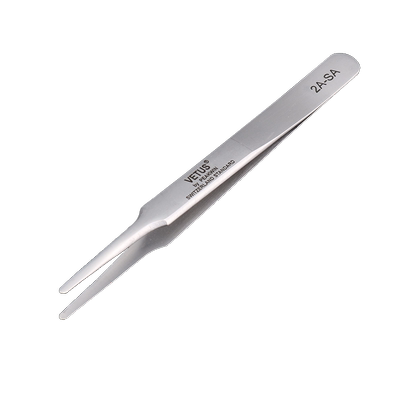 VETUS镊子精细高精密高弹性防磁耐酸碱不锈钢扁头镊子2A-SA