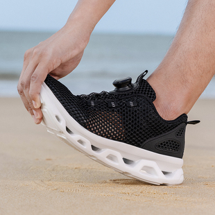 户外沙滩网鞋大码超轻薄网面鞋男女款46夏季透气休闲运动鞋一脚蹬