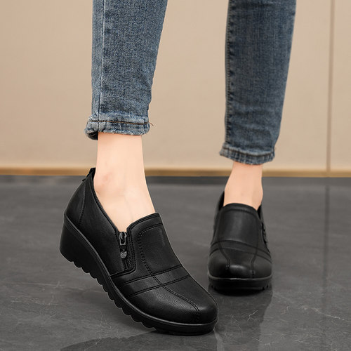 高跟鞋真皮软底舞鞋厚底女鞋春秋