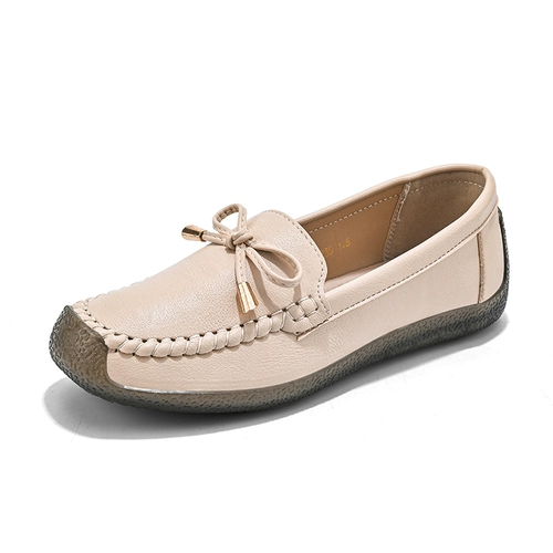 Демисезонная обувь, нескользящие туфли для матери, слипоны для кожаной обуви, из натуральной кожи, мягкая подошва