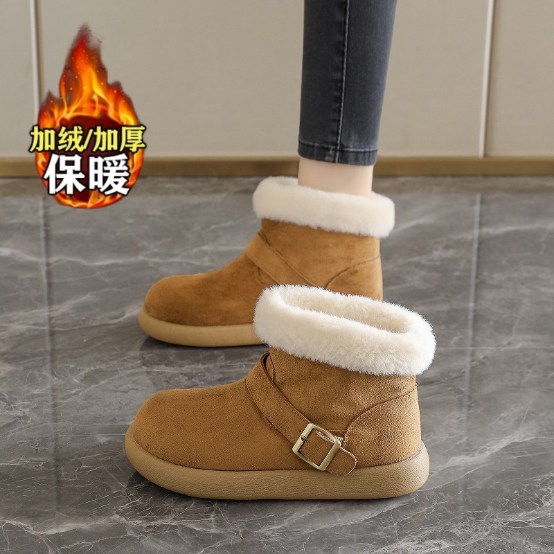 毛毛绒棉靴加绒保暖棉鞋女34