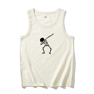 国潮复古七八十年代衣服纯棉创意印花背心男宽松运动无袖t恤潮流