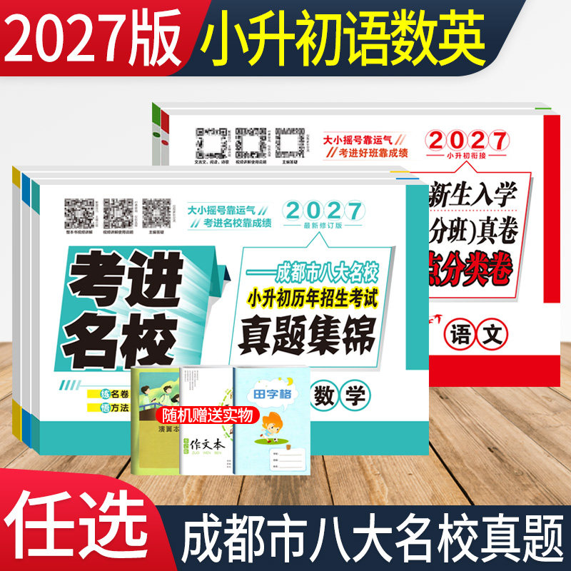 考进名校小升初真题卷语文数学英语成都市八大名校小升初招生分班入学摸底考试真题集锦考点分类卷四川重点中学小考总复习模拟试卷