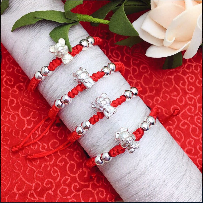 纯银十二生肖红绳女手链猪年编织手工情侣转运珠小孩宝宝手串礼物|ruв категории Украшения,ювелирные изделия, браслет - от Buy2taobao.com для оказания профессиональной услуги покупки агента Taobao