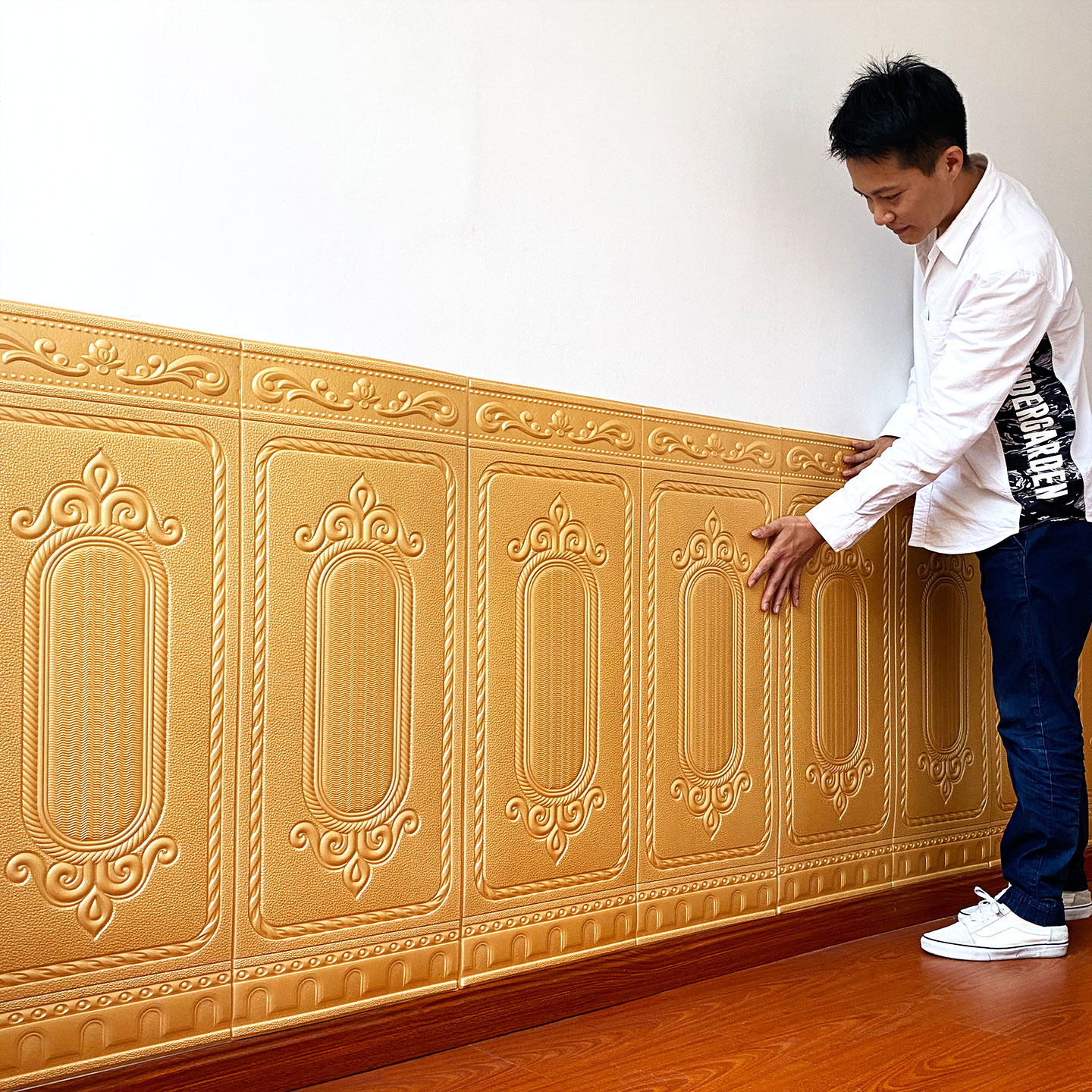 3D立体软包自粘墙裙护墙板客厅过道走廊墙围防水墙贴餐厅装饰贴纸