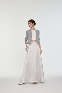 时尚垂感醋酸缎面大摆半身裙女高腰显瘦气质长款A字拖地长裙