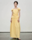 法式 浪漫鹅黄色收腰背心半身裙套装