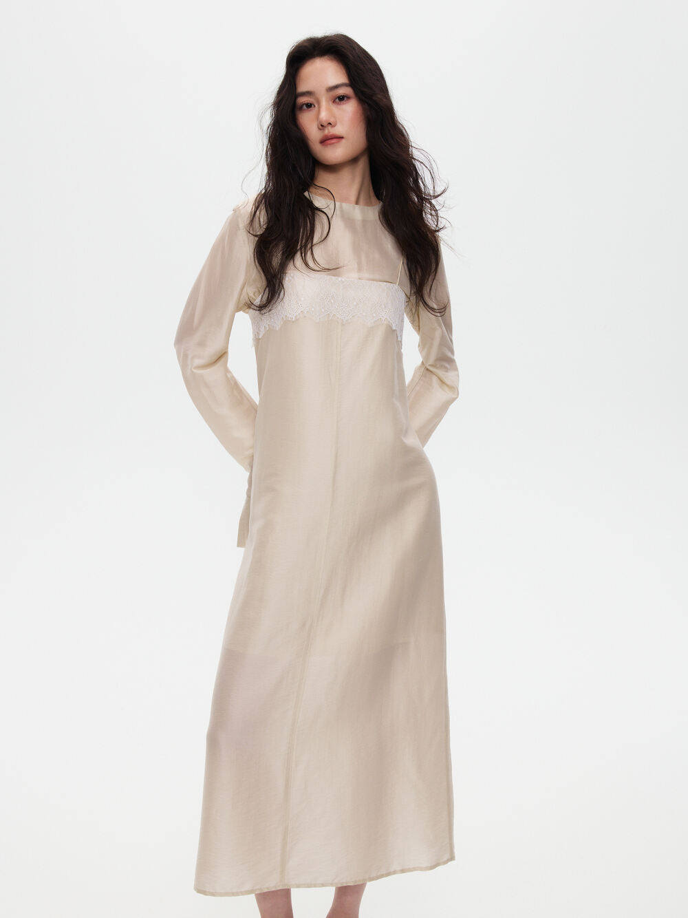 法式复古蕾丝拼接吊带裙长袖小衫两件套宽松连衣裙套装26春夏新品