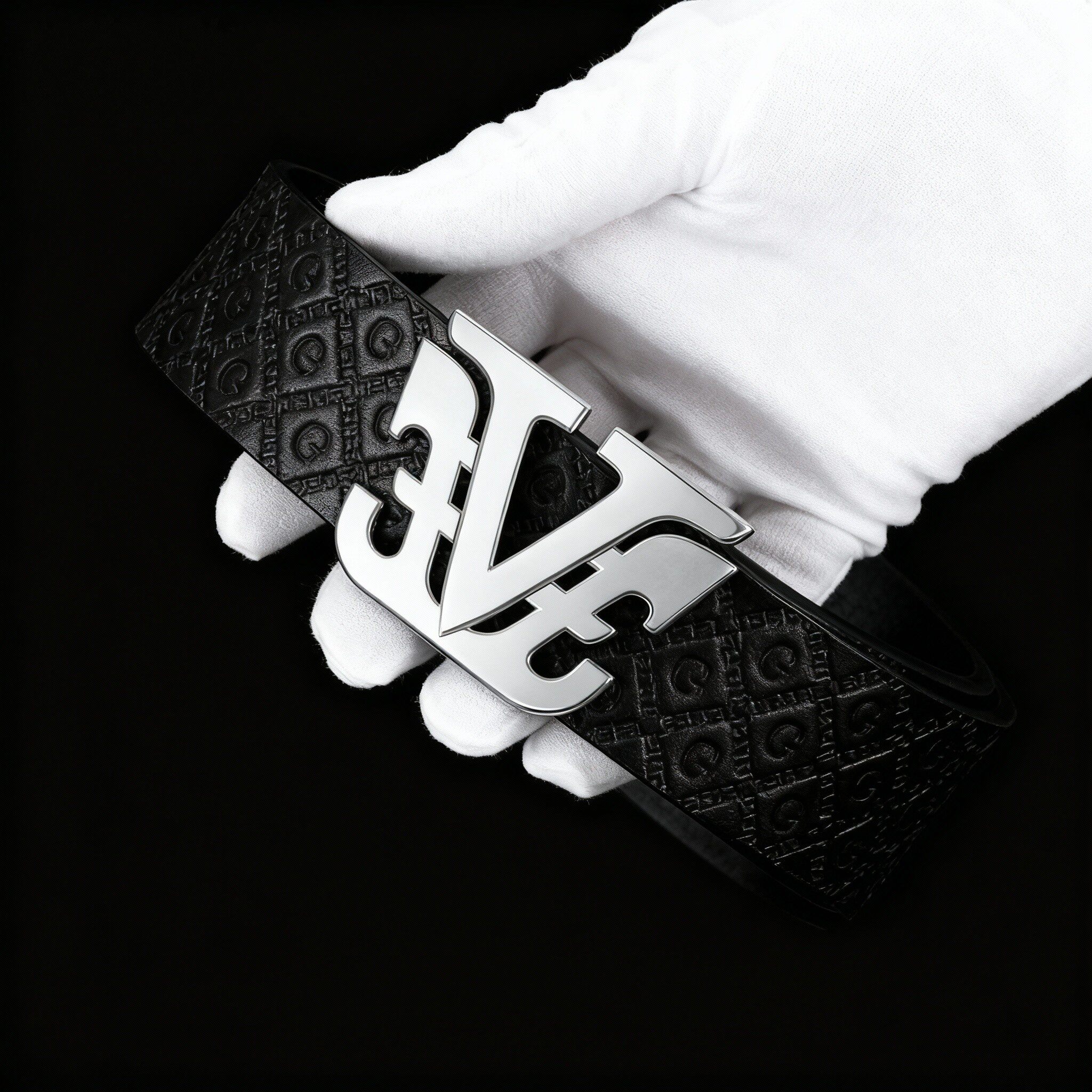 男士皮带潮流V字真皮牛皮酷奇爵士商务休闲黑色压花高档腰带内扣