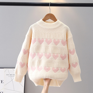 女童毛衣洋气新款休闲韩版针织衫圆领套头女大童百搭上衣8-16岁