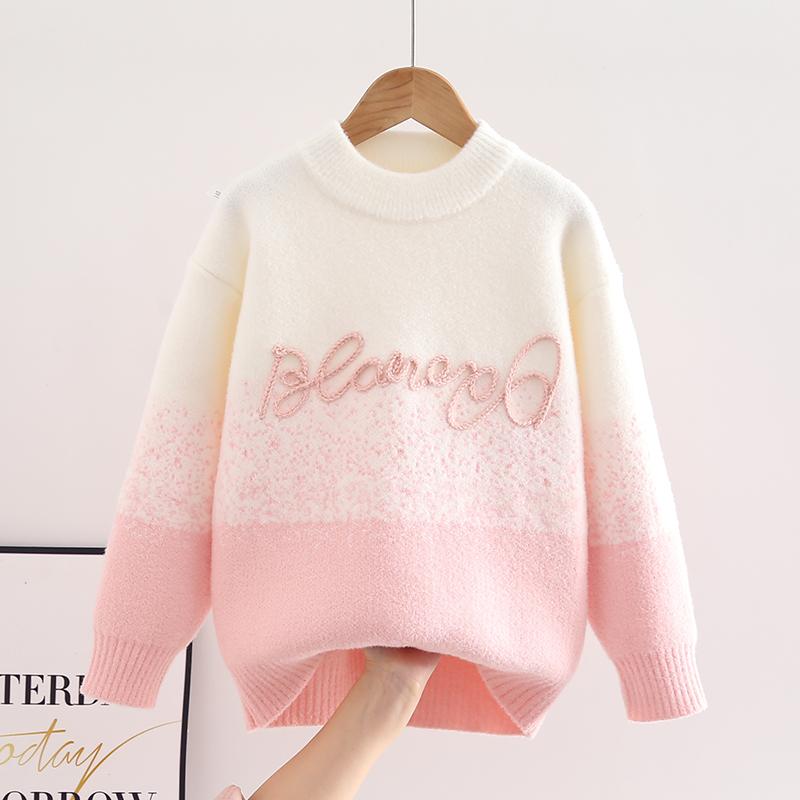 女童秋冬毛衣2025新款加厚女孩冬装针织洋气中大童毛线衣冬季上衣