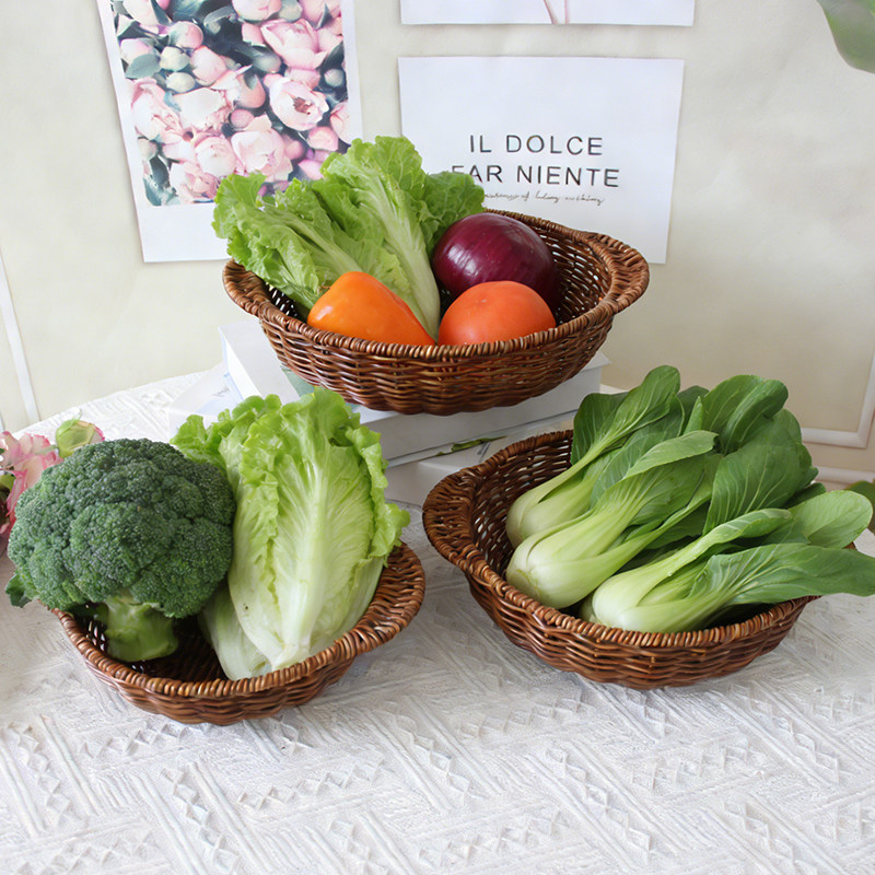 仿藤小吃篮子客厅家用花生干果小食碟火锅蔬菜筐编织薯条盘水果盘