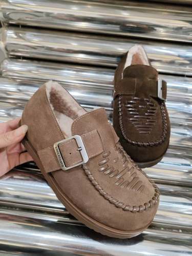 欧洲站真皮真毛皮带扣勃肯鞋休闲女鞋2025秋冬新款百搭时尚女鞋潮