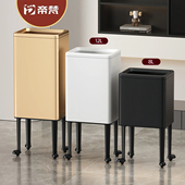 厨房拉垃圾桶免弯腰2026新款 高脚带轮子可移动大容量不锈钢卫生桶