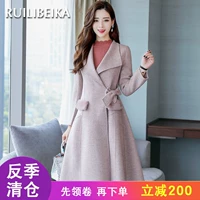 Mùa thu đông 2018 mới áo len cashmere hai mặt cao cấp nữ dài Phần phiên bản Hàn Quốc của áo len nữ giảm béo - Áo Hàn Quốc áo khoác dạ dáng suông hàn quốc