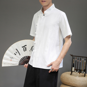 风春夏款男士民族风斜门襟盘扣长袖衬衫414-H39-P45图片