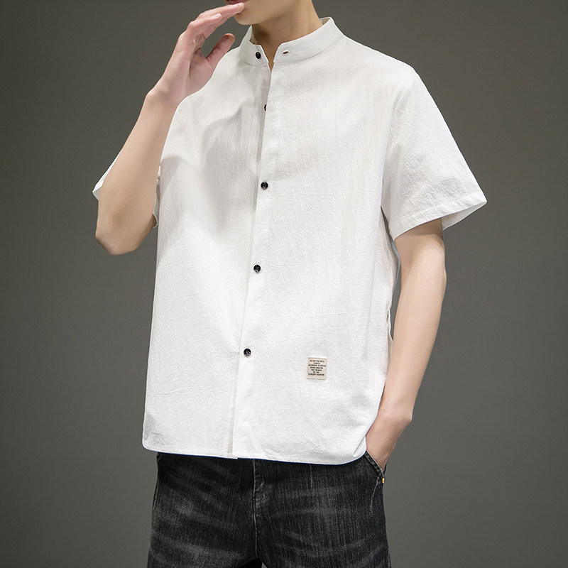 2024春夏新款男风复古短袖大码衬衫上衣414-H002-F38,男装衬衫,四季星座414