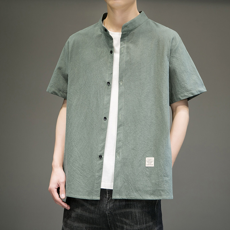 2024春夏新款男风复古短袖大码衬衫上衣414-H002-F38,男装衬衫,四季星座414