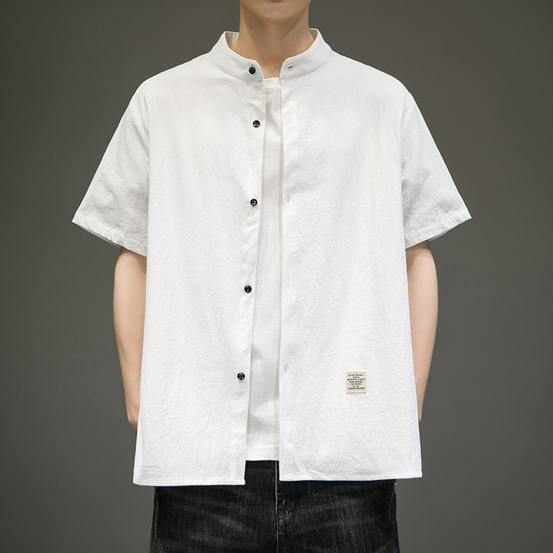 2023春夏新款男风复古短袖大码衬衫上衣414-H002-F38,男装衬衫,四季星座414