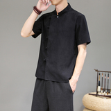 风春夏款男士民族风斜门襟盘扣长袖衬衫414-H39-P45，男装衬衫，四季星座414