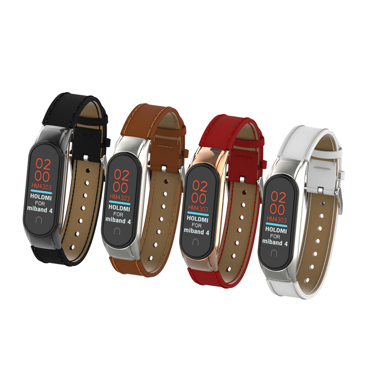 适用小米手环4/小米手环3 PU皮腕带For Xiaomi Mi Band 3/4 Strap