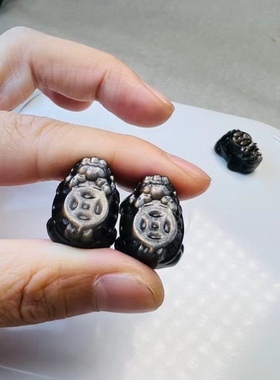 天然银曜石龙龟吊坠，精致百搭礼物男女同款