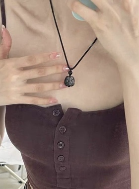 天然银耀石小醒狮项链 雕刻狮子头 颈链精品 颗颗精选有光