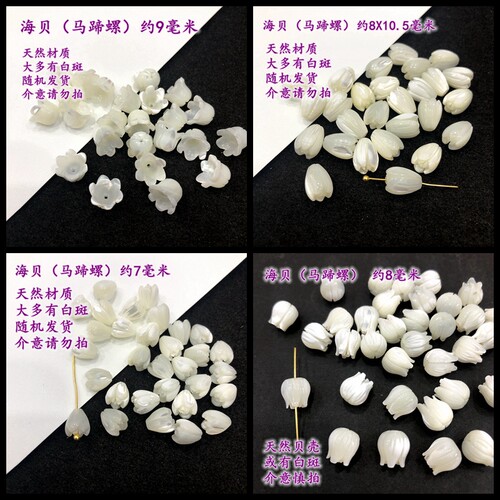 海贝马蹄螺雕刻郁金香花苞古风