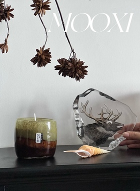 外贸南洋复古软装绿色琥珀色香薰蜡烛摆件样板间轻奢文艺礼品赠送