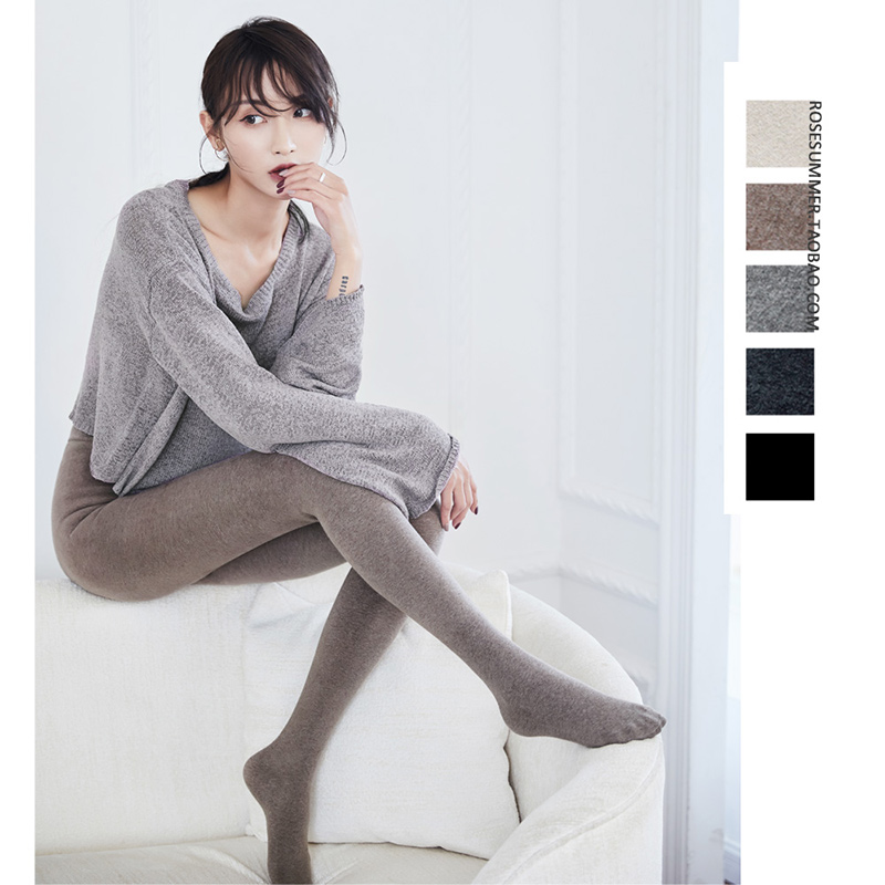 POLY BEAUTY正品1800D高腰显瘦哑光加厚加绒螺旋纹灰色打底裤袜