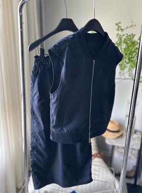【福利不退不换】DY448 极简风套装 无袖拉链马甲外套