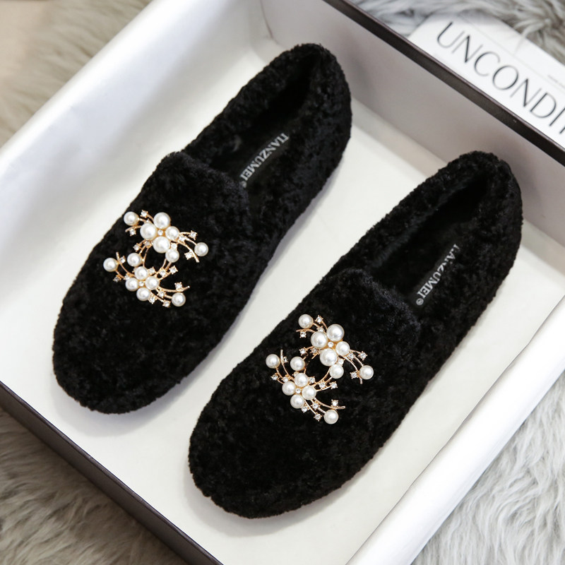 羊羔毛棉鞋女冬2025新款加绒厚底毛毛鞋外穿豆豆鞋大码女鞋41到43,女鞋,乐福鞋（豆豆鞋）,淘宝优惠券,粉丝福利购,淘宝优惠卷