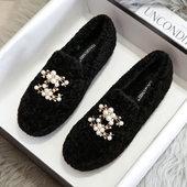 女鞋 羊羔毛棉鞋 41到43 外穿豆豆鞋 大码 女冬2025新款 加绒厚底毛毛鞋