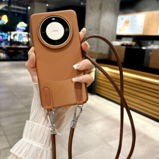 大孔位硬壳适用华为mate70pro 手机壳mate60rs简约手提绳m40保时捷斜跨挂绳pura70高级感p50E全包防摔可挎p80