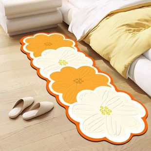 异形花卉硅藻泥卧室地毯床边毯家用长条地垫客厅房间沙发毯可定制