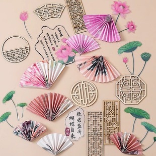 饰品摆件荷叶中式 网红荷花荷叶蛋糕装 屏风国风莲花生日插件插卡