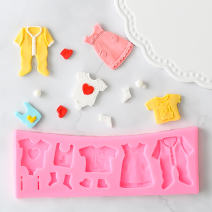 迷你BABY婴儿系列宝宝衣服婴儿车百天啦手硅胶翻糖巧克力蛋糕模具