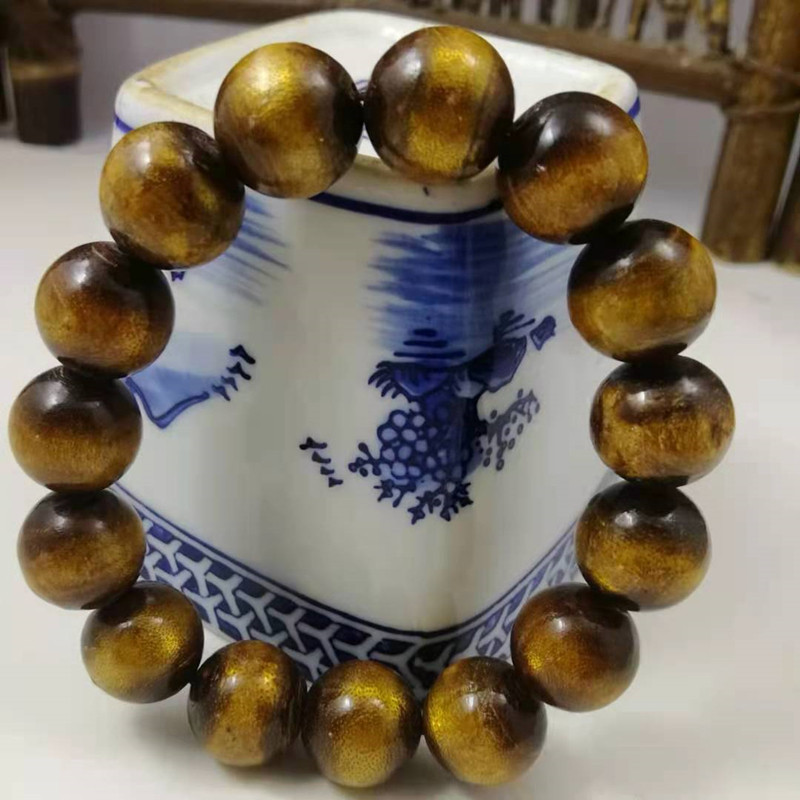 海底奇木金海柳佛珠手串海洋瑰宝天然金丝柳男女款圆珠手链