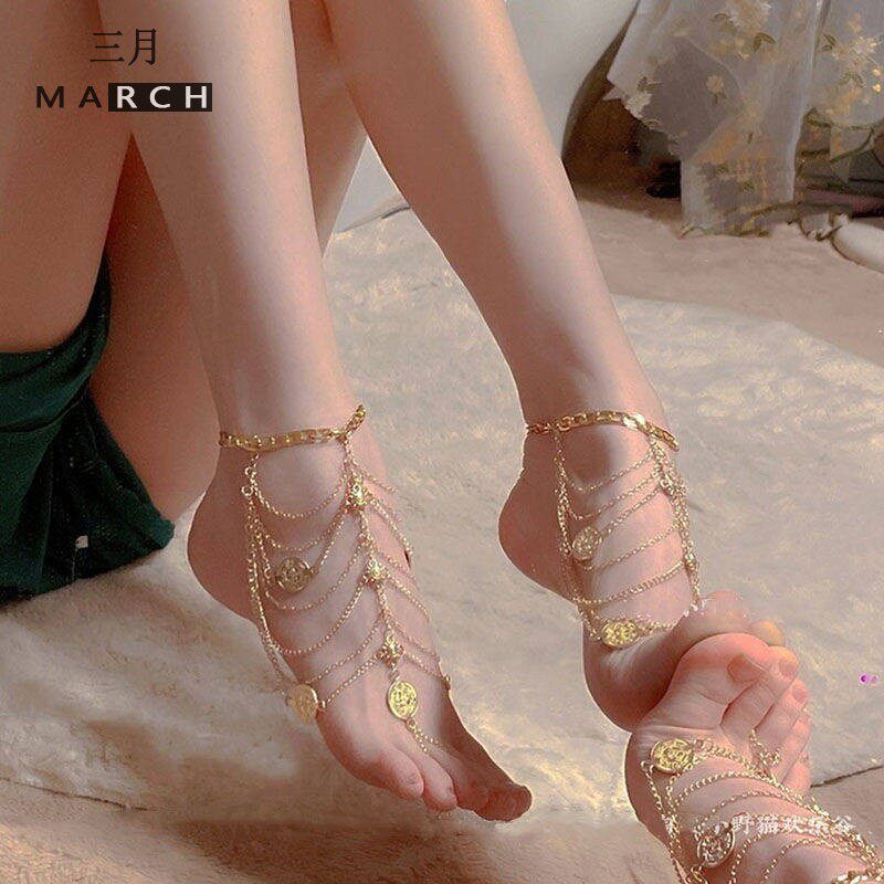 脚链女金属链条脚背cos