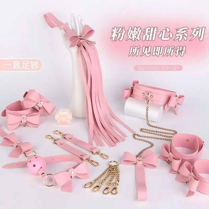 新PU皮质蝴蝶结颈饰puppy铃铛choker项圈女颈带情侣有趣软妹套装