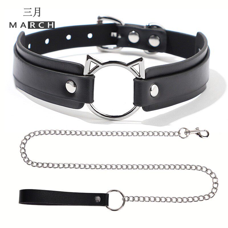 猫咪皮革男K9项圈choker颈饰配饰特小狗颈圈项链女锁骨链带牵引绳