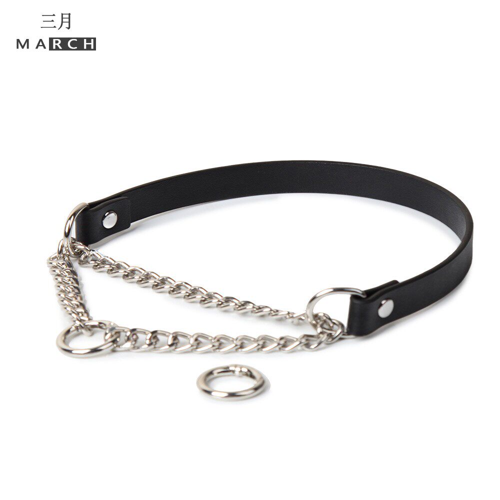 窒息项圈女小狗金属P链m刻字定制puppy牵引绳朋克风亚文化