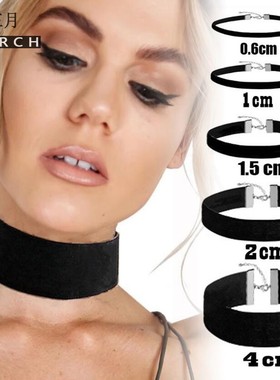 赫本风黑色丝绒布颈带遮疤痕女