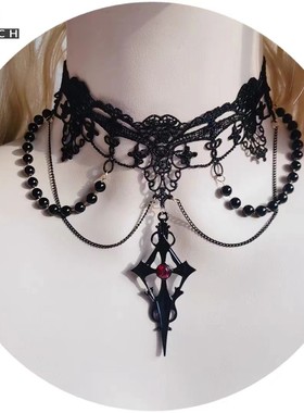 蕾丝珍珠项链女项圈女