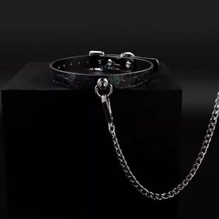 puppy真皮项圈高级黑色choker锁骨链刻字定制男女m情侣颈饰k9脖圈