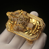 手工镶钻皮带扣头平滑扣休闲男士 板扣腰带配件卡子点钻挂扣3.8cm