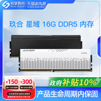 玖合 星域 16G/32G 6000 DDR5 内存 台式机电脑马甲内存条