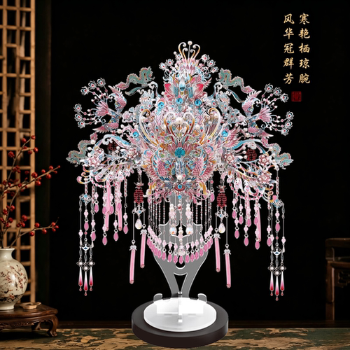 钢达凤冠霞帔手工diy金属拼装模型喜扇花轿十里红妆3d拼图立体女