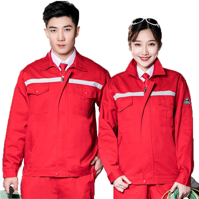 红色防静电工作服套装加油站汽修